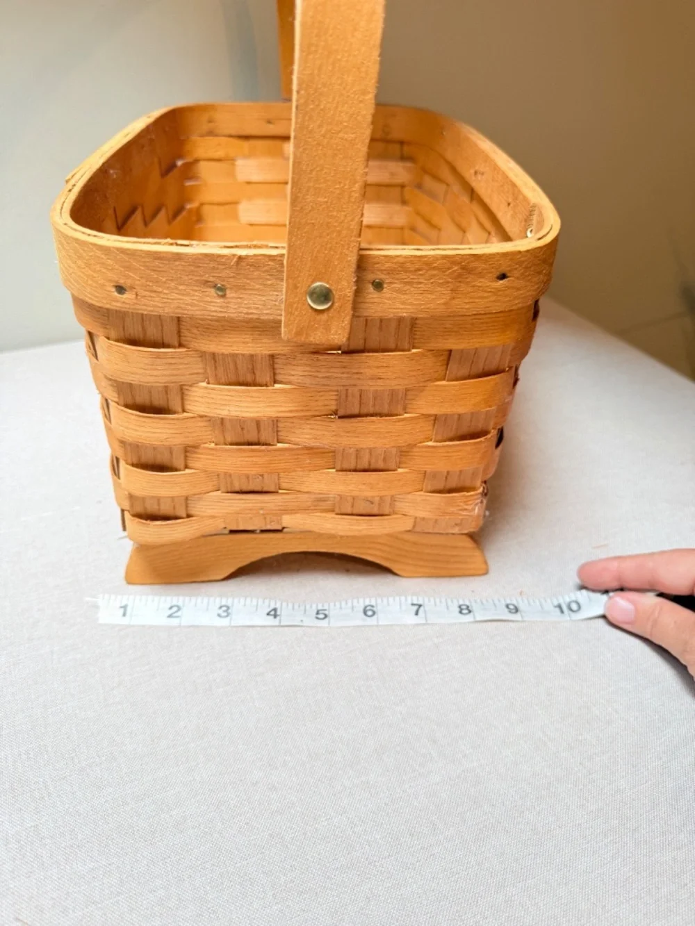 Vintage Peterboro Basket Company Small Footed Magazine Hearth Fireside Basket